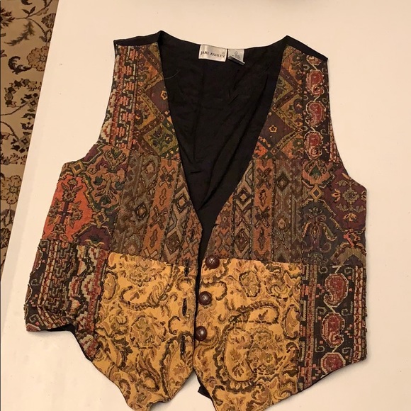 Vintage Embroidered Beaded Vest Jane Ashley Size L - Picture 1 of 7